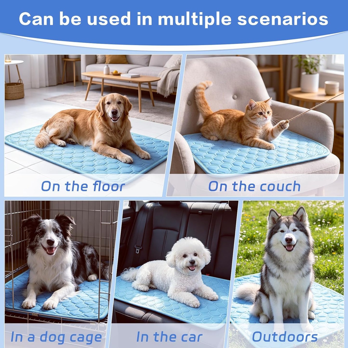 Cooling Mat for Dogs, Q-Max>0.5 Washable Dog Cooling Mat, Portable Kennel Cooling Pet Pad for Summer, Non-Slip & Non-Toxic Arc-Chills Dog Bed Mat & Crate Pad for Extra Large Dog