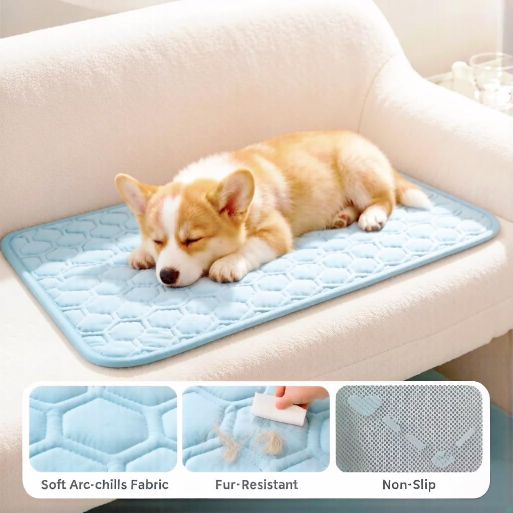 Cooling Mat for Dogs, Q-Max>0.5 Washable Dog Cooling Mat, Portable Kennel Cooling Pet Pad for Summer, Non-Slip & Non-Toxic Arc-Chills Dog Bed Mat & Crate Pad for Extra Large Dog