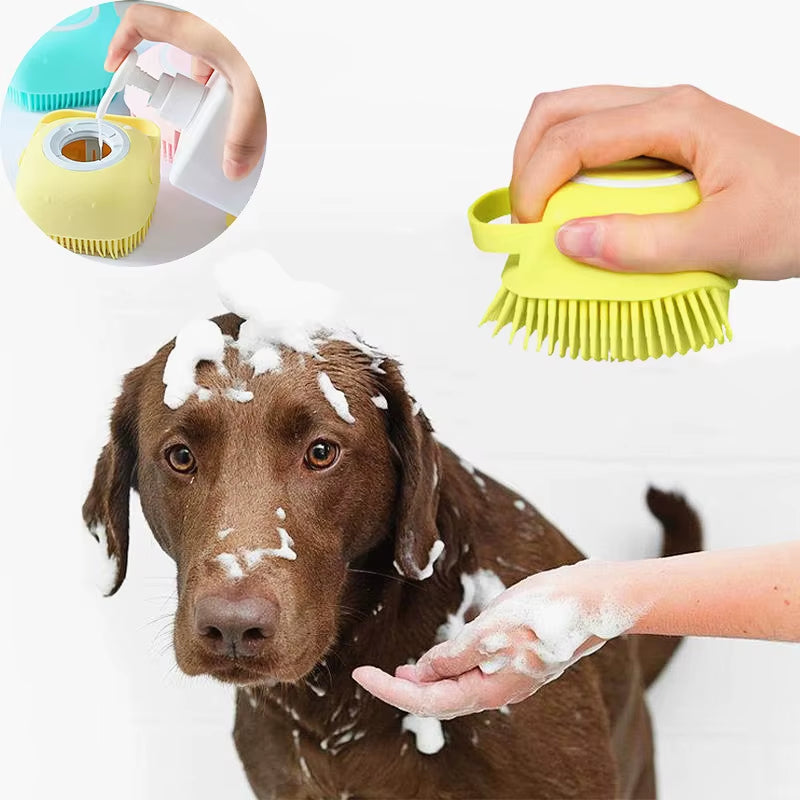 Pet Brushes Bath Massage Brush Shampoo Dispenser Dflip Flopsg Silicone Customized Logo Opp Bag Dogs Blue Pets Products Newest
