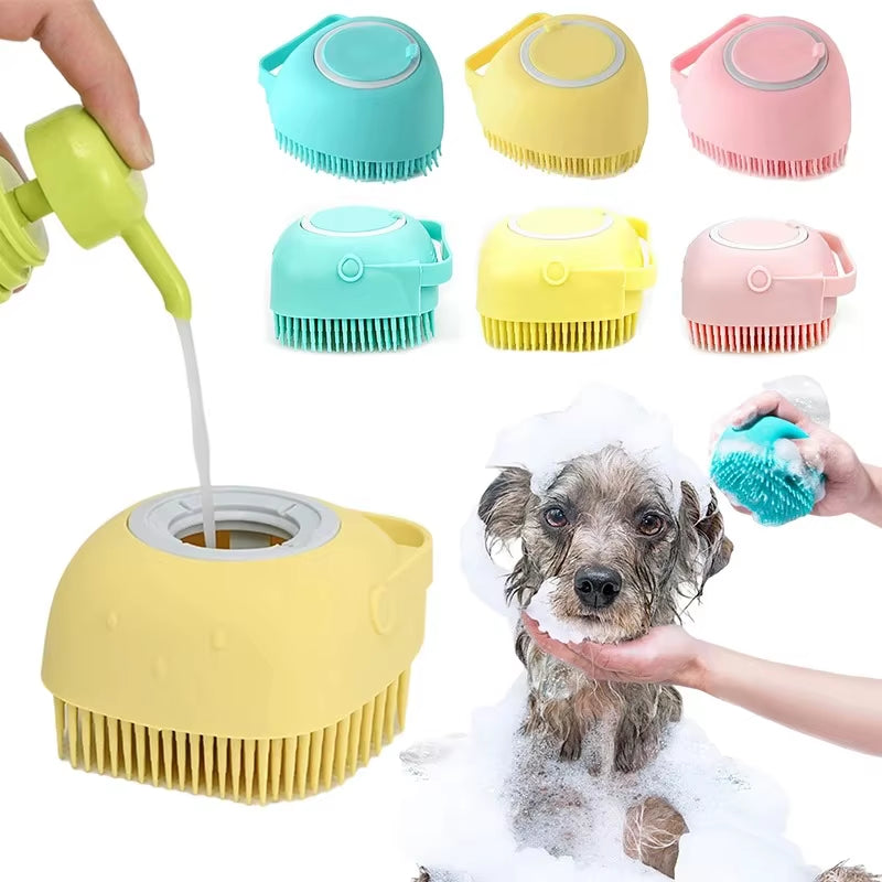 Pet Brushes Bath Massage Brush Shampoo Dispenser Dflip Flopsg Silicone Customized Logo Opp Bag Dogs Blue Pets Products Newest